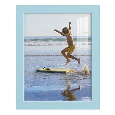 Renditions Gallery 8x10 inch Picture Frame Highend Modern Style Made of Solid Wood and High Definition Glass Ready for Wall and Tabletop Photo Display Blue Frame
