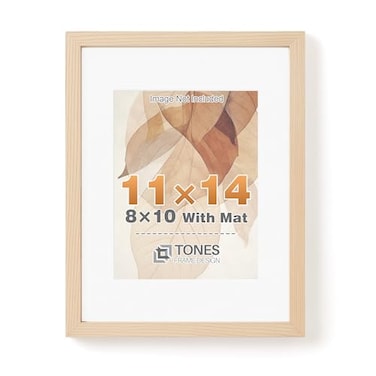 TONES FRAME DESIGN 11x14 Solid Wood FrameNatural Oak Wood Picture Frame can Display Photo 8x10 With Mat or 11 x 14 Without MatSingle Poster Frame for Wall Home Decor