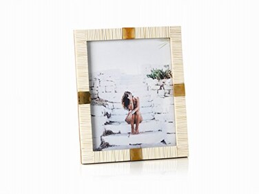 Zodax Maha Black or White Bone with Brass Trim Photo Frames White 8x10