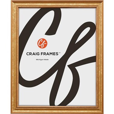 Craig Frames 85x11 Picture Frame Gold Ornate Style 34 Inch Wide Solid Wood Moulding with Vintage Beaded Detail Glass and Backing Included Wall Display Frame for Art and Photos