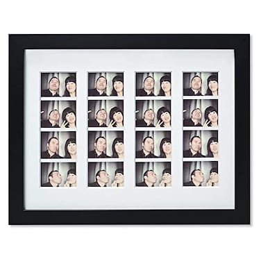 Golden State Art 85x11 Photo frame with mat for 4 2x6 photo booth pictures Includes Real Glass Easel Back Display make a good gifts Black