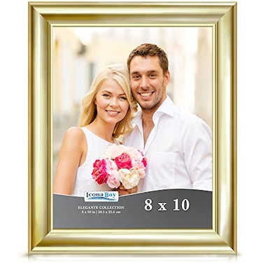 Icona Bay 8x10 Gold Picture Frame Contemporary Photo Frame 8 x 10 Wall Mount or Table Top Elegante Collection