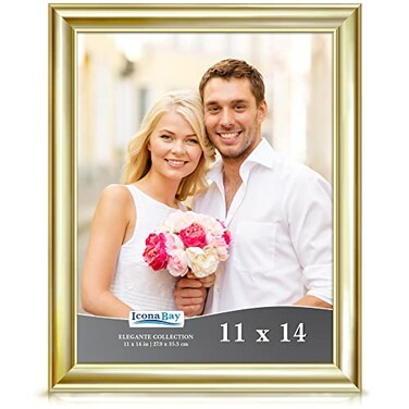 Icona Bay 11x14 Gold Picture Frame Contemporary Photo Frame 11 x 14 Wall Mount or Table Top Elegante Collection