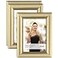 Langdon House 5x7 Picture Frames Gold 3 Pack Contemporary Glam Photo Frames 5 x 7 Wall Mount or Table Top Celebration Collection