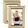 Langdon House 5x7 Picture Frames Gold 3 Pack Contemporary Glam Photo Frames 5 x 7 Wall Mount or Table Top Celebration Collection