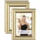 Langdon House 5x7 Picture Frames Gold 3 Pack Contemporary Glam Photo Frames 5 x 7 Wall Mount or Table Top Celebration Collection