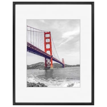 Frametory 11x14 Metal Picture Frame with Mat for 8x10 Picture Real Glass Aluminum Photo Frame Collection Black 1 Pack
