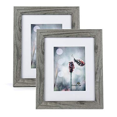 Scholartree Grey 8x10 Picture Frame set of 2Display 8x10 without Mat or 5x7 with Mat