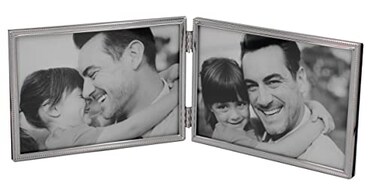 LEADEX Double Thin Edge Metal Picture FrameHorizontal Standing4 by 6 InchVelvet Back Simple Classic Styling Silver