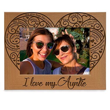 KATE POSH I Love my Auntie Picture Frame Best Aunt Ever Engraved Natural Wood Picture Frame 5x7 Horizontal