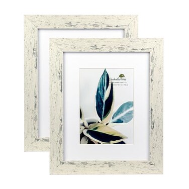 Scholartree Rustic White 8x10 Picture Frame set of 2Display 8x10 without Mat or 5x7 with Mat