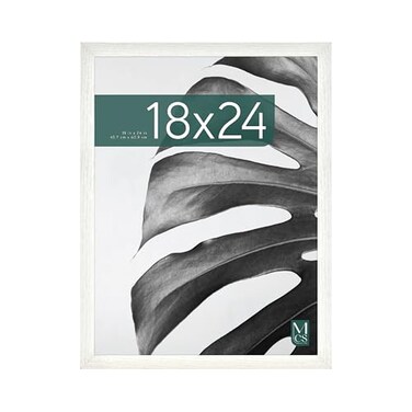 MCS Studio Gallery 18x24 Poster Frame White Woodgrain Engineered Wood Vertical Horizontal Wall Hanging Large Picture Frame for Photos Posters Art Prints 1Pack