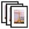 upsimples 85x11 Picture Frame Set of 3 Made of High Definition Glass for 6x8 with Mat or 85x11 Without Mat Wall and Tabletop Display Photo Frames Black