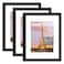upsimples 85x11 Picture Frame Set of 3 Made of High Definition Glass for 6x8 with Mat or 85x11 Without Mat Wall and Tabletop Display Photo Frames Black