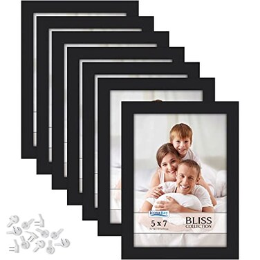 Icona Bay 5x7 Picture Frames Black 12 Pack Modern Style Engineered Wood Frames Table Top or Wall Mount Bliss Collection