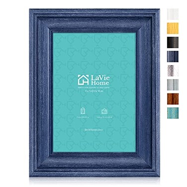 LaVie Home 5x7 Picture Frames 1 Pack Blue Rustic Photo Frame Set with High Definition Glass for Wall Mount Table Top Display