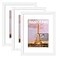 upsimples 85x11 Picture Frame Set of 3 Made of High Definition Glass for 6x8 with Mat or 85x11 Without Mat Wall Mounting Photo Frames White