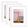 upsimples 85x11 Picture Frame Set of 3 Made of High Definition Glass for 6x8 with Mat or 85x11 Without Mat Wall Mounting Photo Frames White