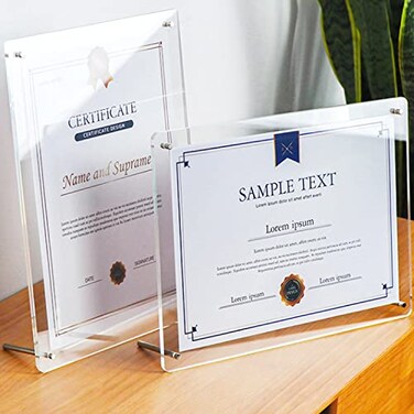 Halyuhn 85 x 11 Acrylic Picture Frame 2Pack Acrylic Photo Frame A4 Letter Size Clear Certificate Frames 85 x 11 Picture Frame for Tabletop Display Degree Certificate and Family Portraits