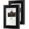 FrameWorks 2Pack 1 38 Thick Black Wooden Shadow Box Picture Frames 4 x 6 with Removable White Mat to 35 x 5 Photo