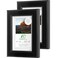 FrameWorks 2Pack 1 38 Thick Black Wooden Shadow Box Picture Frames 4 x 6 with Removable White Mat to 35 x 5 Photo