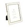 Isaac Jacobs 5x7 White Leather with Gold Metal Vertical Horizontal Picture Frame Suede Border wBlack Fabric Easel WallMountable Made For Tabletop Photo Gallery 5x7 White WGold