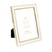 Isaac Jacobs 5x7 White Leather with Gold Metal Vertical Horizontal Picture Frame Suede Border wBlack Fabric Easel WallMountable Made For Tabletop Photo Gallery 5x7 White WGold