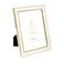 Isaac Jacobs 5x7 White Leather with Gold Metal Vertical Horizontal Picture Frame Suede Border wBlack Fabric Easel WallMountable Made For Tabletop Photo Gallery 5x7 White WGold