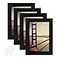 BAIJIALI 4x6 Picture Frame Black Wood Pattern Set of 4Display Pictures 35x5 with Mat or 4x6 Without Mat Horizontal and Vertical Formats for Wall and Table Mounting