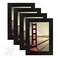 BAIJIALI 4x6 Picture Frame Black Wood Pattern Set of 4Display Pictures 35x5 with Mat or 4x6 Without Mat Horizontal and Vertical Formats for Wall and Table Mounting
