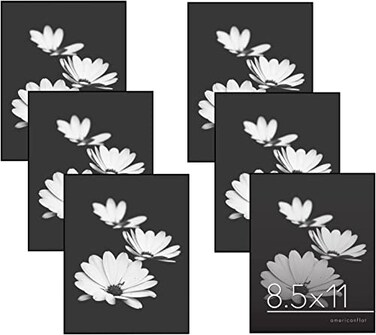Americanflat Front Loading 85x11 Picture Frame with ShatterResistant Glass Set of 6 Metropolitan Collection Photo Frame for Tabletop and Wall Display Black