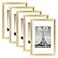 upsimples 8x12 Picture Frame Set of 5 Display Pictures 6x8 with Mat or 8 x 12 Without Wall Gallery Photo Frames Gold
