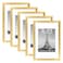 upsimples 8x12 Picture Frame Set of 5 Display Pictures 6x8 with Mat or 8 x 12 Without Wall Gallery Photo Frames Gold