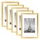 upsimples 8x12 Picture Frame Set of 5 Display Pictures 6x8 with Mat or 8 x 12 Without Wall Gallery Photo Frames Gold