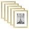 upsimples 8x10 Picture Frame Set of 5 Display Pictures 5x7 with Mat or 8 x 10 Without Wall Gallery Photo Frames Gold
