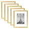 upsimples 8x10 Picture Frame Set of 5 Display Pictures 5x7 with Mat or 8 x 10 Without Wall Gallery Photo Frames Gold