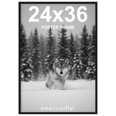 Americanflat 24x36 Poster Frame with Polished Plexiglass Streamline Collection Thin Border Picture Frame for Wall Display Hanging Hardware Included Black