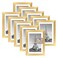 upsimples 5x7 Picture Frame Set of 10 Display Pictures 4x6 with Mat or 5x7 Without Multi Photo Frames Collage for Wall or Tabletop Display Gold