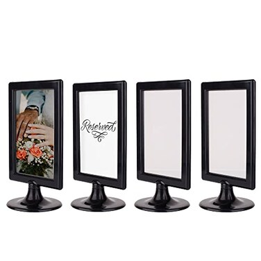 ALBEN Double Sided Standing Picture Frames Black 4 count 4x6 Inch Pedestal Photo Frame with Inserts and Base 2 Sided Frame for Vertical Display