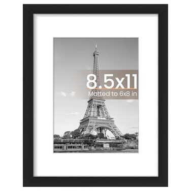 upsimples 85 By 11 Picture Frame Display Pictures 6x8 with Mat or 85 x 11 Without Wall Hanging Photo Frames Black 1 Pack