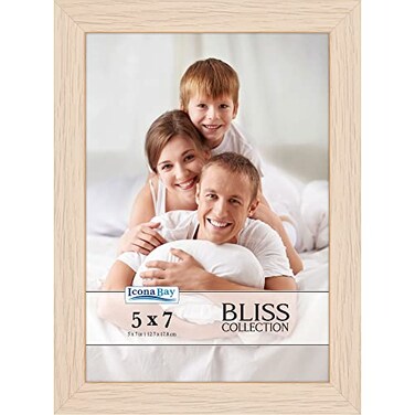 Icona Bay 5x7 Light Oak Picture Frame Modern Style Engineered Wood Frame Table Top or Wall Mount Bliss Collection