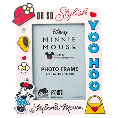 Silver Buffalo Disney Vintage Minnie Mouse Yoo Hoo Oh So Stylish Photo Picture Frame Pink 4 x 6 Inches