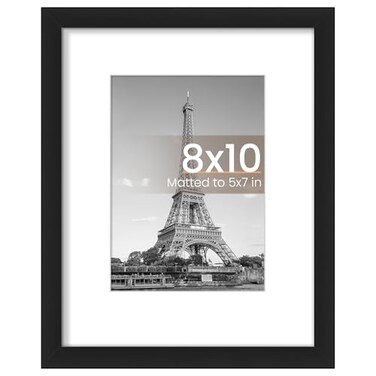 upsimples 8x10 Picture Frame Display Pictures 5x7 with Mat or 8x10 Without Mat Wall Hanging Photo Frame Black 1 Pack
