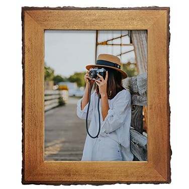 Eosglac Rustic 85x11 Live Edge Picture Photo Frame Solid Wood Frames 85 by 11 Diploma Frame Certificate Document Frames for Tabletop or Wall Display Farmhouse Decor Brown