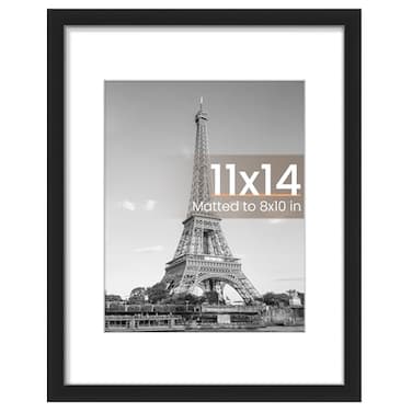 upsimples 11x14 Picture Frame Display Pictures 8x10 with Mat or 11x14 Without Mat Wall Hanging Photo Frame Black 1 Pack