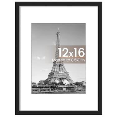 upsimples 12x16 Picture Frame Display Pictures 85x11 with Mat or 12x16 Without Mat Wall Hanging Photo Frame Black 1 Pack