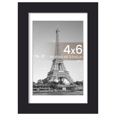 upsimples 4x6 Picture Frame Display Pictures 35x5 with Mat or 4 x 6 Without Wall Hanging Photo Frames Black 1 Pack