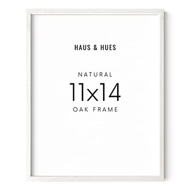 HAUS AND HUES White Oak Wood 11x14 Picture Frame Modern Wood Wall Art Display Lightweight White 11x14 Frame ReadytoHang Vertically Horizontally for Art Prints Photos Posters