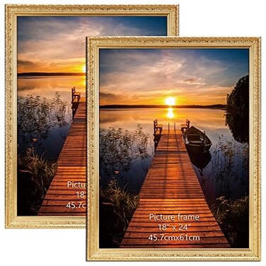 Edenseelake 18x24 Picture Frames Set of 2 Vintage Gold 18 x 24 Poster Frame for Wall Hanging Vertical and Horizontal