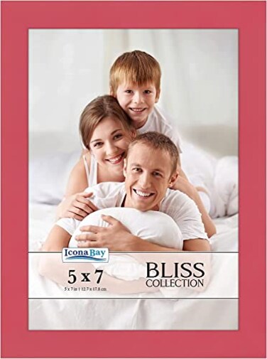 Icona Bay 5x7 Red Picture Frame Modern Style Engineered Wood Frame Table Top or Wall Mount Bliss Collection